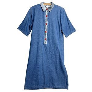 VTG New Looks California Denim Dress Prairie Cottage Core‎ 70's Western Sz 10